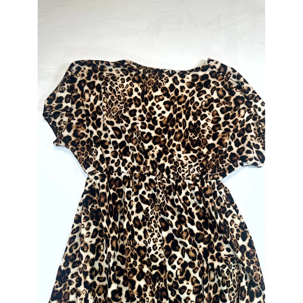 Espresso Dress Women Large Multicolor Leopard Print Handkerchief Hem Front Twist - Picture 9 of 11